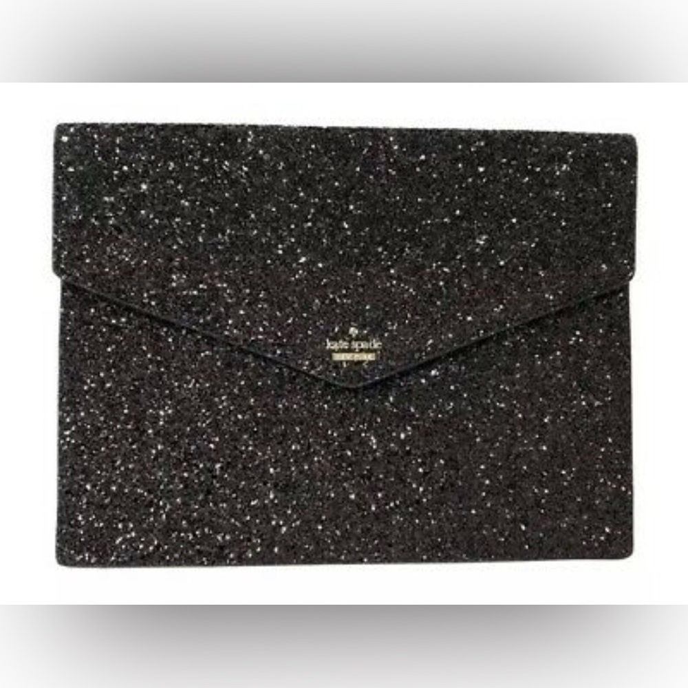 Kate Spade ♠️ Laurel Way Glitter Mallo Envelope Clutch.
Colour- Black